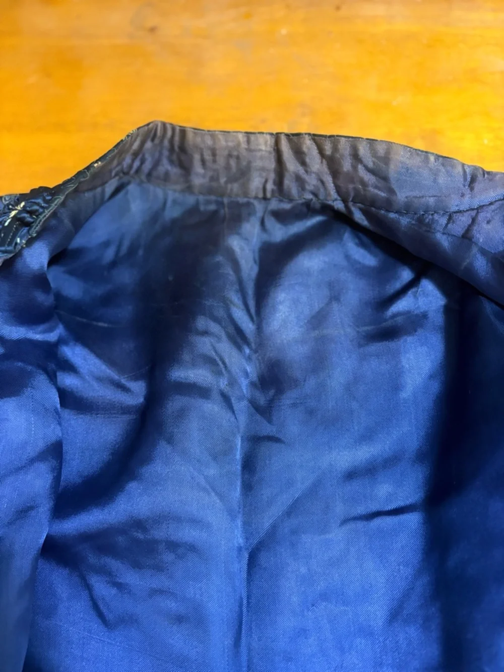 vintage Peony Brand Shanghai China embroidered blue brocade robe - Picture 7 of 13